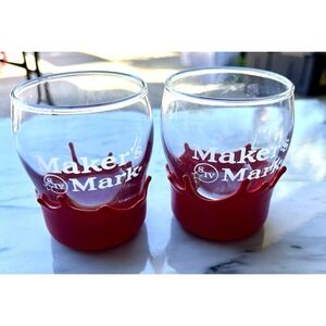 Lot Of 2 Makers Mark Whiskey Glass‎ Red Wax Dipped Bourbon Kentucky Whisky